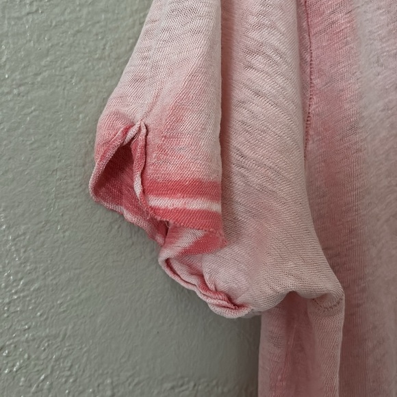 Free People We The Free Saturday Lace Trim Linen Blend Tee Women Coral Medium - Picture 2 of 7